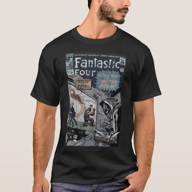 Marvel Fantastisk fyra av huvudplanen för Doktor d T Shirt (Framsida)
