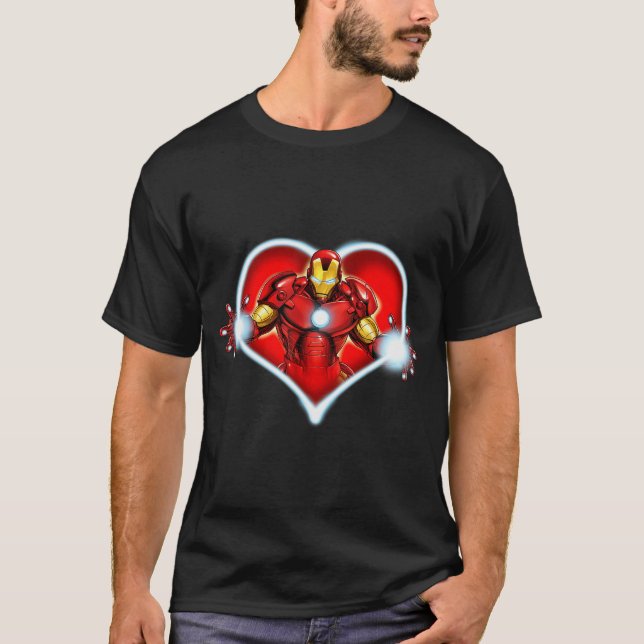 Marvel Iron Man Heart Blaster Glow Valentine Graph T Shirt (Framsida)