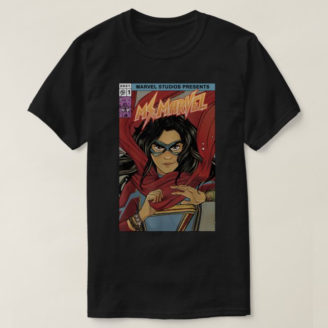 Marvel Kamala Khan Tecknad Cover T Shirt (Design framsida)
