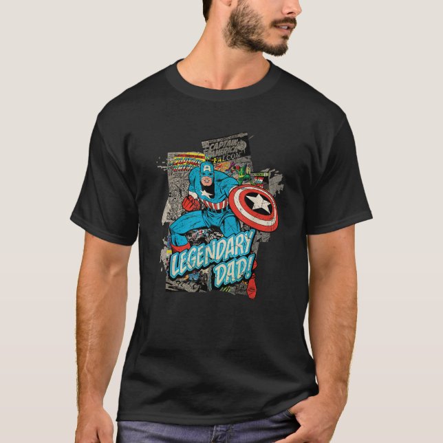 Marvel Kapten Amerika Legendary Pappa Far dag T Shirt (Framsida)
