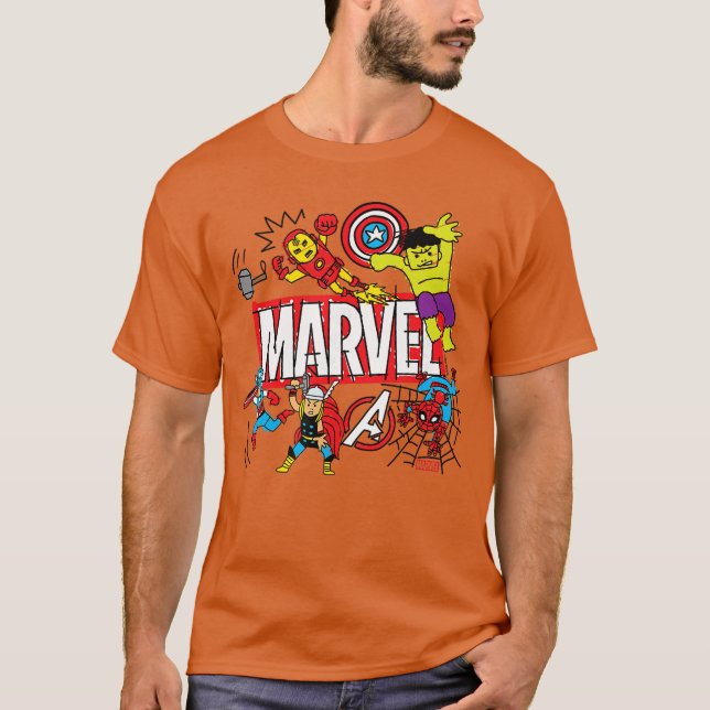 Marvel Sketch retro T Shirt (Framsida)