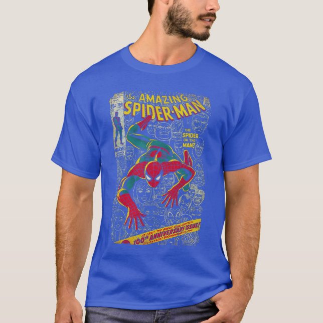 Marvel SpiderMan Comic Book Anniversary Short Slee T Shirt (Framsida)