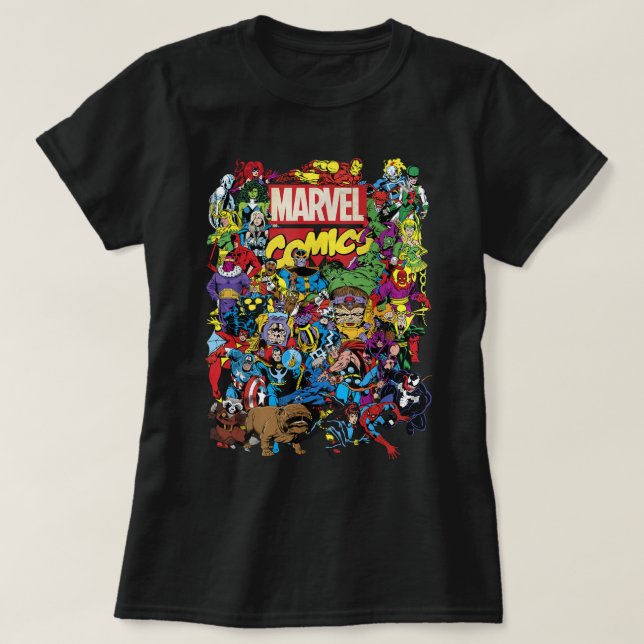 Marvel Tecknad Heroes Group Shot Graphic T-Shirt T (Design framsida)