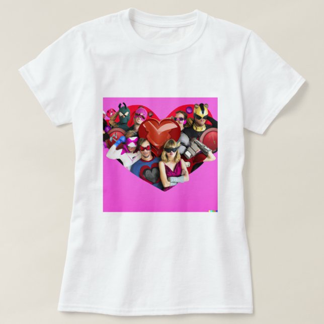 Marvel Valentines Day Group Shot Heart Mashup T-S T Shirt (Design framsida)