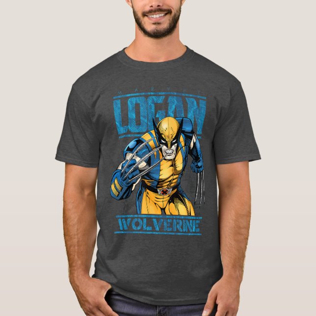 Marvel Wolverine Classic Logan Retro Comic Logo gi T Shirt (Framsida)