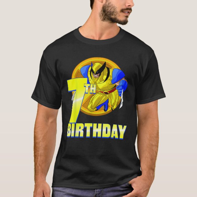 Marvel X Manar Wolverine 7:e Birthday Badge T Shirt (Framsida)