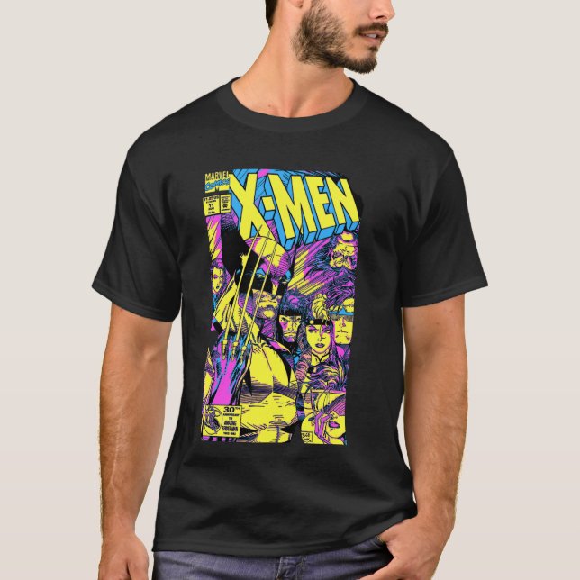 Marvel X-Manar Wolverine & Team Epic Neon Tecknad  T Shirt (Framsida)