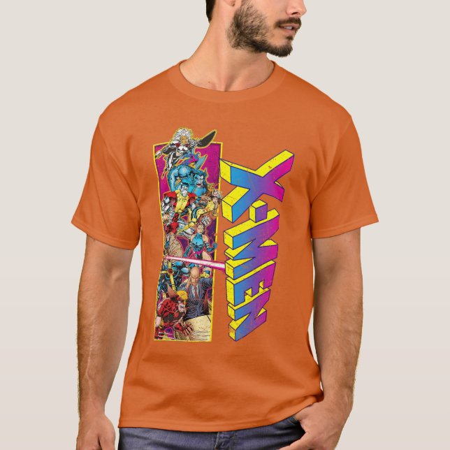 Marvel XMen Retro Comic Group Mashup boy T Shirt (Framsida)