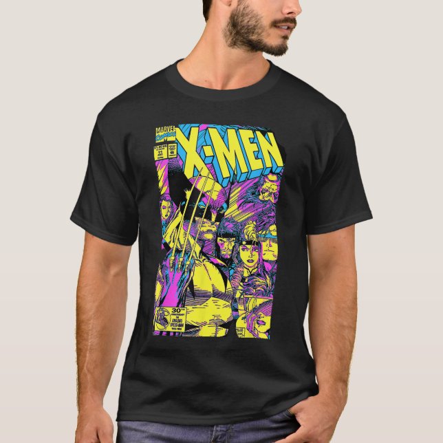 Marvel XMen Wolverineeam Episk Neon Serietidning C T Shirt (Framsida)
