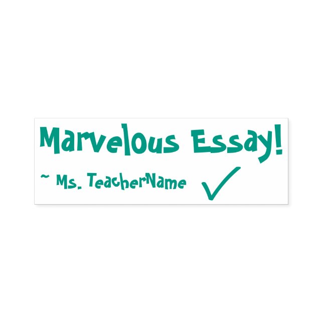 "Marvelous Essay!" + Namn Rubber Frimärke Självfärgande Stämpel (Design)