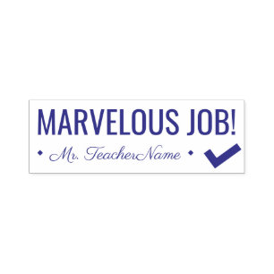"MARVELOUS JOB!" + Läraren Namn Rubber Frimärke Självfärgande Stämpel
