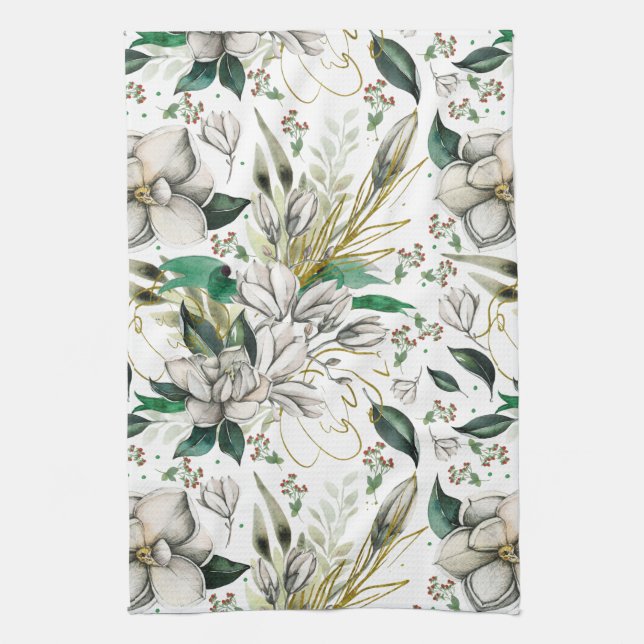 Marvelous Magnolias Blommigt Kitchen Towel Kökshandduk (Vertikal)