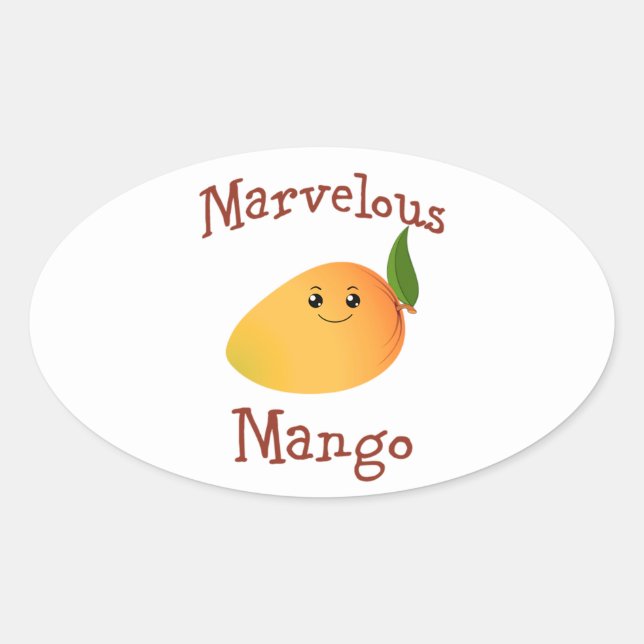 Marvelous Mango Ovalt Klistermärke (Framsida)