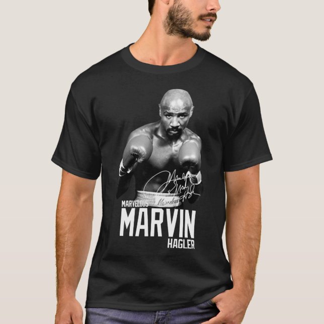 Marvelous Marvin Hagler Boxing Legend Namnteckning T Shirt (Framsida)