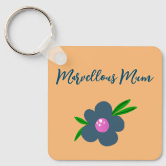 "Marvelous Morsa" Boho Indigo Blue Flower Keychain Nyckelring
