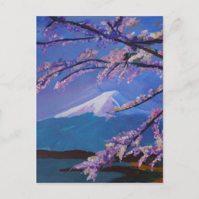 Marvelous Mount Fuji med Cherry Blommar i Japan Vykort (Framsida)