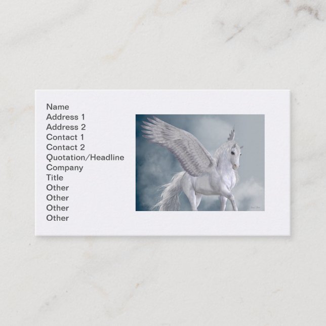 Marvelous White Pegasus Visitkort (Framsida)