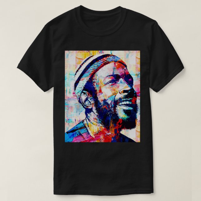 Marvin Gaye Abstrakt Paintings Crewnacksvattskjort T Shirt (Design framsida)