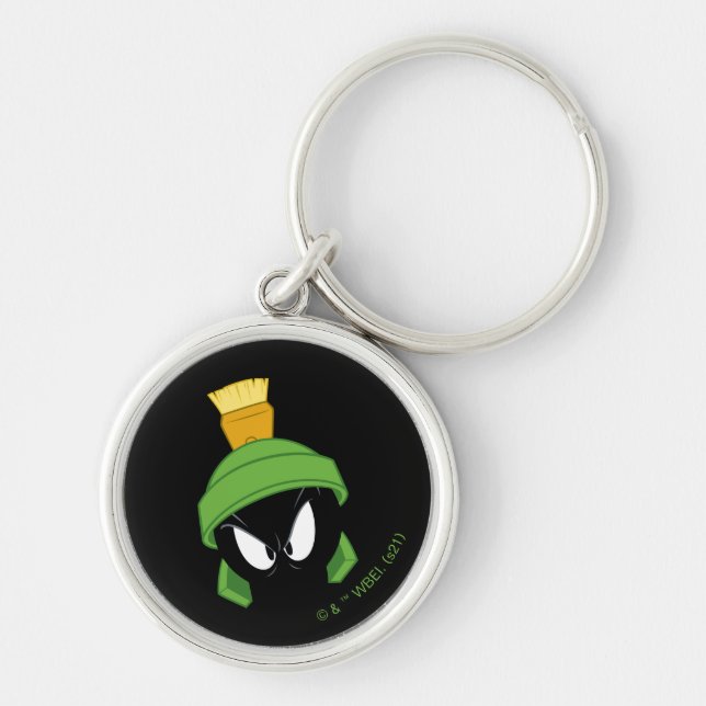 MARVIN MARTIAN™ Arg Ansikte Rund Silverfärgad Nyckelring (Framsidan)