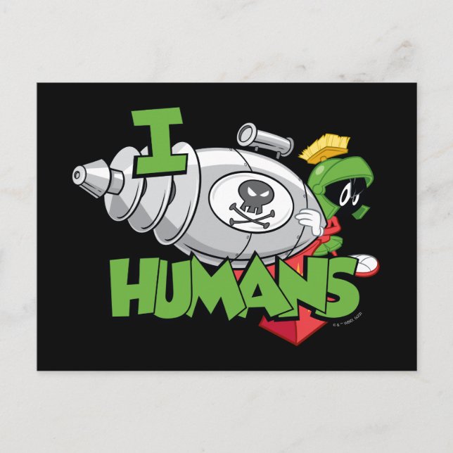 MARVIN MARTIAN™ I Laser Humans Vykort (Framsida)