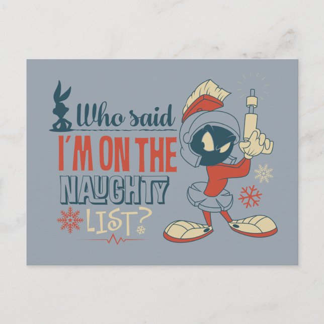 MARVIN MARTIAN™.. Jag är på Naughty List? Vykort (Framsida)