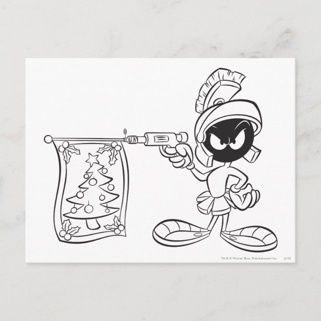 MARVIN MARTIAN™ Julgran Pop Gun Helg Vykort (Framsida)