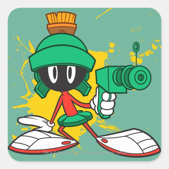 MARVIN MARTIAN™ MED Laser Fyrkantigt Klistermärke (Framsida)