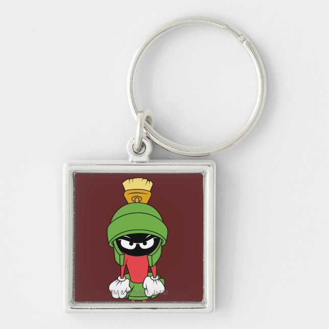 MARVIN MARTIAN™-UPPSÄTTNING FYRKANTIG SILVERFÄRGAD NYCKELRING (Framsidan)