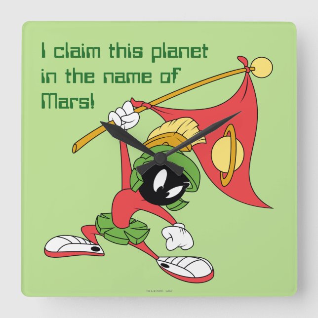 MARVIN THE MARTIAN™ Claimet Planet Fyrkantig Klocka (Framsida)