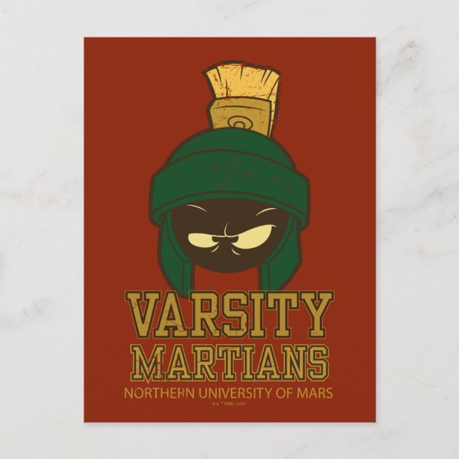 MARVIN THE MARTIAN™ Universitets Grafisk Collegial Vykort (Framsida)