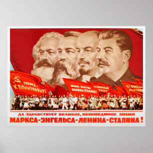 Marx, Engels, Lenin och Stalin, 1953 Propaganda Poster