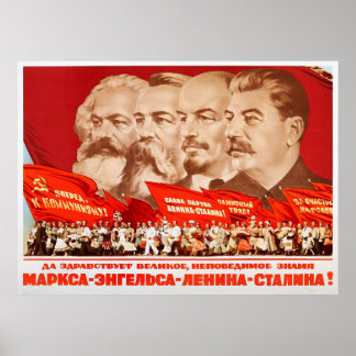 Marx, Engels, Lenin och Stalin, 1953 Propaganda Poster
