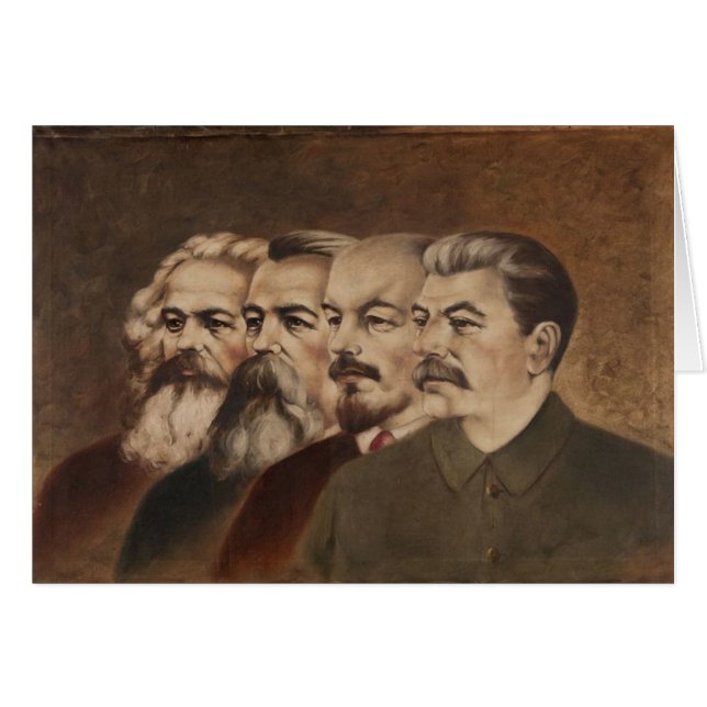 Marx, Engels, Lenin och Stalin Hälsningskort (Framsidan Horizontal)