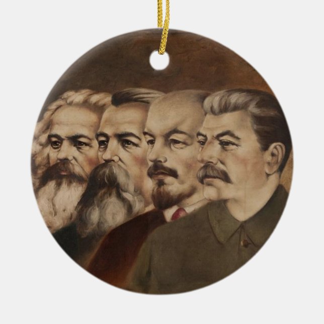 Marx, Engels, Lenin och Stalin Julgransprydnad Keramik (Framsidan)