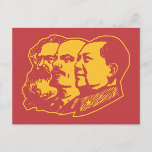 Marx Lenin Mao Porträtt Vykort