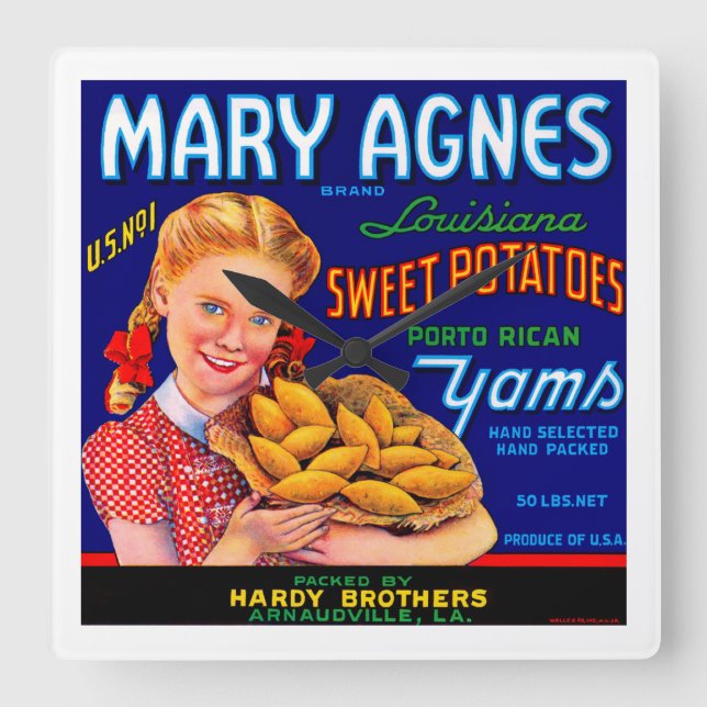Mary Agnes Louisiana Yams Fyrkantig Klocka (Framsida)