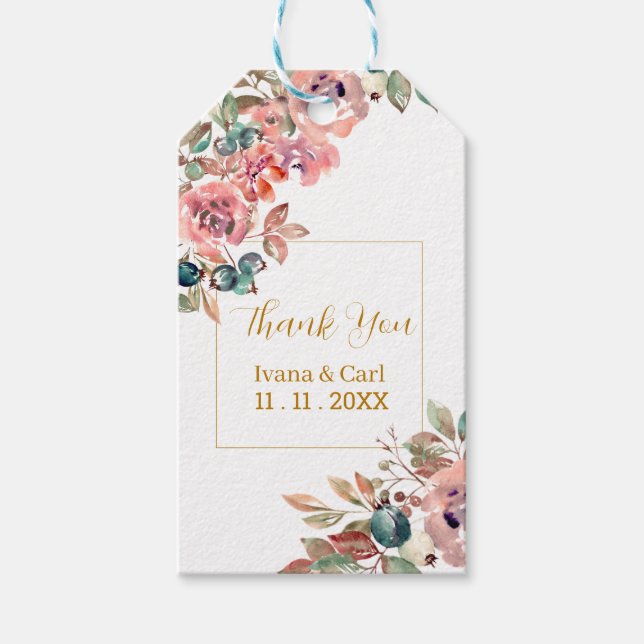 MARY Akvarell Ros Smaragdgrön Presentetikett (Framsidan)