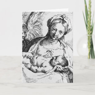 Mary and Child Line Art, A Vintage-julkort Helgkort