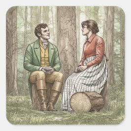 Mary and Tom in "The Other Bennet Sister" Fyrkantigt Klistermärke