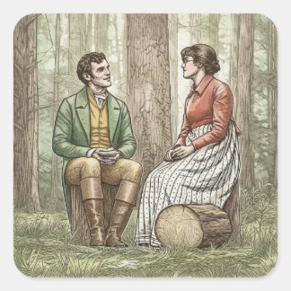 Mary and Tom in "The Other Bennet Sister" Fyrkantigt Klistermärke