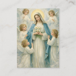 Mary Angels Catholic Funeral Memorial Holy Card - Visitkort