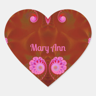 MARY ANN COOLA! ~ ROSA SPIN ~ Bright Design ~ Hjärtformat Klistermärke