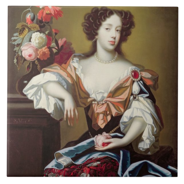 Mary av Modena (1658-1718), c.1680 (olja på Kakelplatta (Framsidan)