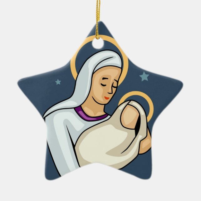 Mary & Baby Jesus jul Ornament (Framsidan)