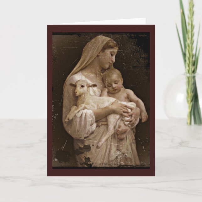 Mary baby Jesus och Lamb Kort (Framsida)