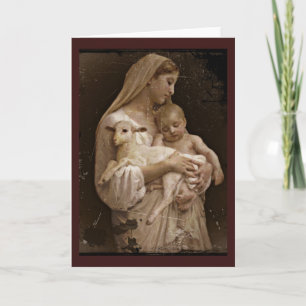 Mary baby Jesus och Lamb Kort