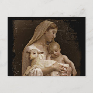 Mary Baby Jesus och Lamb Vykort