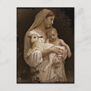 Mary Baby Jesus och Lamb Vykort