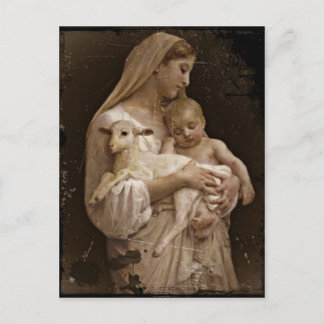 Mary Baby Jesus och Lamb Vykort