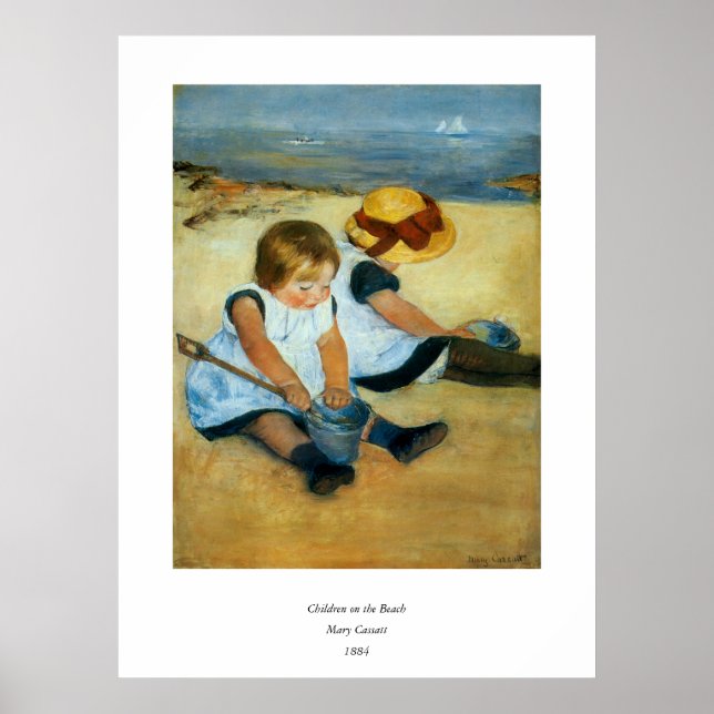 Mary Cassats barn på stranden (1884) Poster (Framsidan)